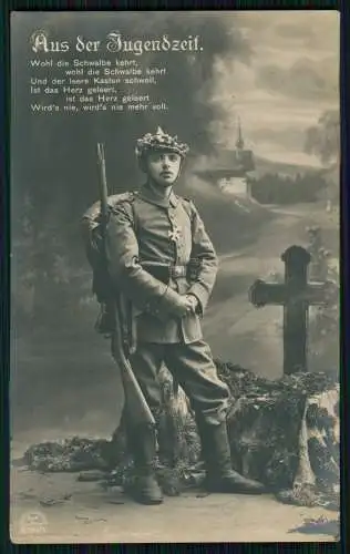 6x AK Serie RKL 8289 - Aus der Jugendzeit Soldat am Grab 1918 Feldpost gelaufen