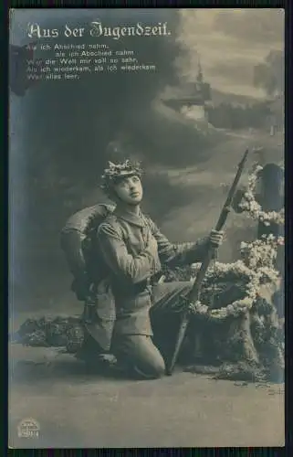 6x AK Serie RKL 8289 - Aus der Jugendzeit Soldat am Grab 1918 Feldpost gelaufen