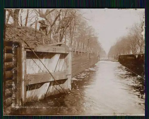 7x Foto AK 1. WK Kriegseinatz Westfront Belgien Flandern Überschwemmung Kanal ..