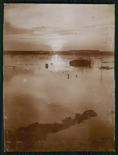 7x Foto AK 1. WK Kriegseinatz Westfront Belgien Flandern Überschwemmung Kanal ..