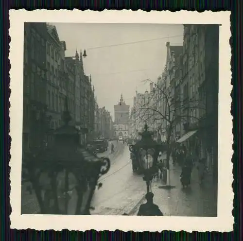 Foto 7x7cm - Gdańsk Danzig - Langgasse Tor mit Stockturm - 1940