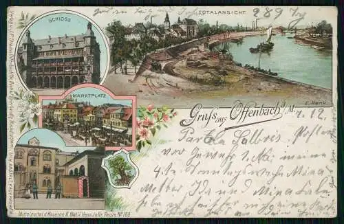 AK Litho Offenbach 1902 gel. Marktplatz Kaserne II. Batl V Hess Inf Regt Nr 168
