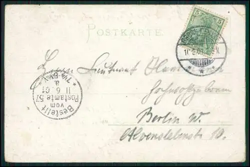 AK Litho Schöppenstedt Gasthaus zur Asse Elm Burgruine Försterei 1901 gelaufen