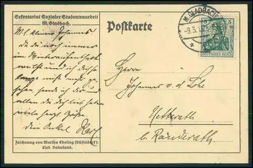 AK Marta Ebeling Lieb Vaterland magst ruhig sein - Mädchen Strickt 1915 gelaufen