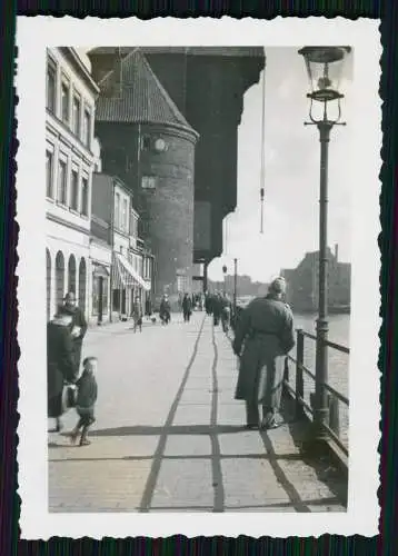 Foto 9x6cm - Gdańsk Danzig Polen - Krantor am Fluss Mottlau - 1940