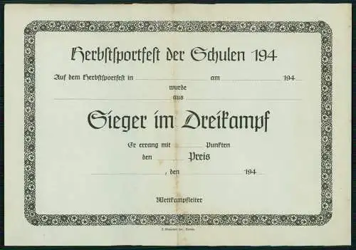 2x Blanko Urkunde als Brief -Herbstsportfest der Schulen 194 Sieger im Dreikampf