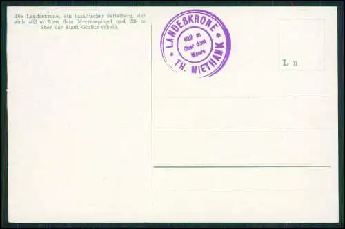 AK Görlitz in d. Lausitz Blick auf die Landeskrone Straßenbahn Rückseite Stempel