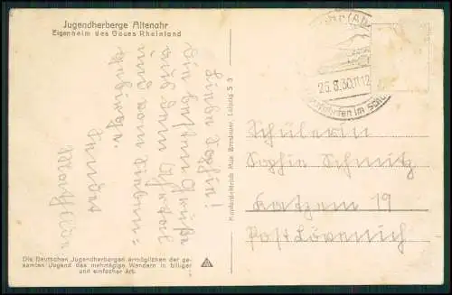 AK Jugendherberge Altenahr im Ahrtal Eigenheim des Gaues Rheinland 1930 gelaufen