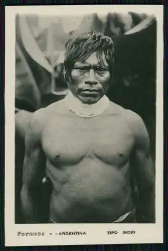 Foto AK - AK Argentinien Indio del Chaco - Formose -TIPO INDIO Krieger - um 1930
