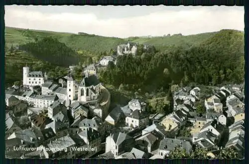 Foto AK Neuerburg in der Westeifel, Blick zur Burg mit Teilansicht vom Ort gel.