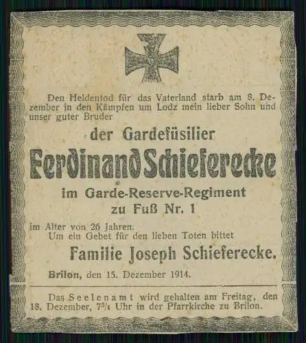 5x 1. WK - Todes Anzeigen Sterbebild deutsche Soldaten - 1914-18