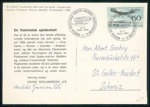 AK 1970 - Norwegen Wasserflugzeug Lübeck 1920 Luftpostroute Horten Kristiansand