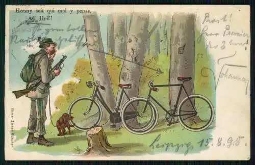 Präge-AK Fortuna sei stets dein Panier Wappen und Glücksbanner 1899 Leipzig gel.