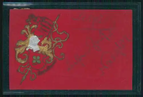 Präge-AK Fortuna sei stets dein Panier Wappen und Glücksbanner 1899 Leipzig gel.