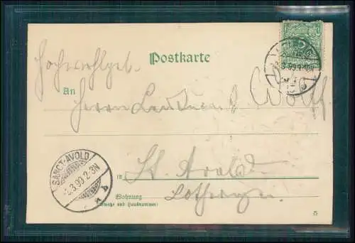 Präge-AK Fortuna sei stets dein Panier Wappen und Glücksbanner 1899 Leipzig gel.