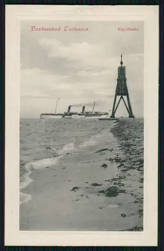 AK Präge Rahmen Cuxhaven in Niedersachsen, Die Kugelbake, Dampfer 1913 gelaufen