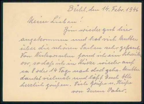Postkarte Ganzsache Amerikanische Zone Bühl Baden 1946 gelaufen nach Stuttgart