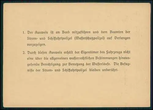 Ausweis Erteilung amtlichen Kennzeichens Kleinfahrzeuge Faltboot - Duisburg 1947