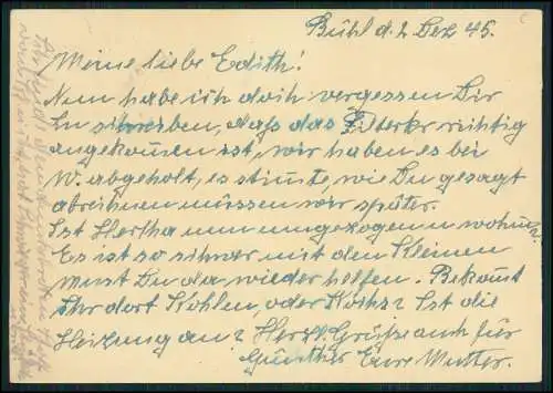 Postkarte Ganzsache Amerikanische Zone Bühl Baden 1945 gelaufen nach Stuttgart