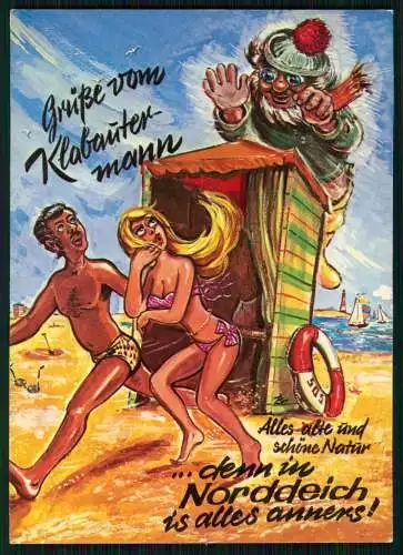 AK Scherz - Klabautermann denn in Norddeich ist alles anners! Stand Dame Bikini