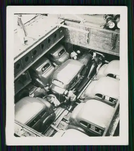 3x Foto - Fähre mit viele Autos auf und unter Deck - Bremen im Hafen Weser