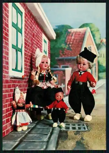 AK Scherz - Volendam Junge und Mädchen Zöpfe in Holländische Tracht Dovina Dolls
