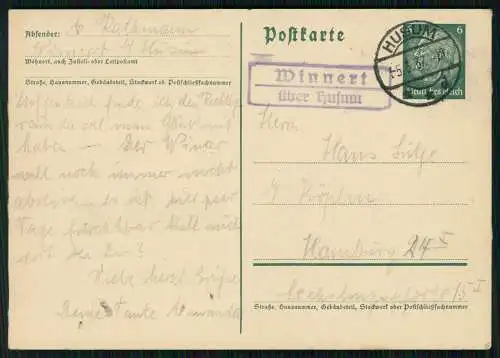 3xPostkarte Ganzsache 1937 Landpoststempel Winnert über Husum Schleswig-Holstein