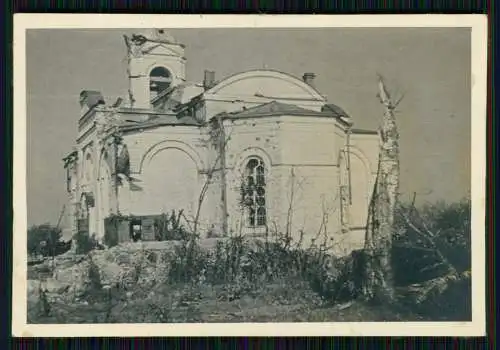 Foto Wehrmacht - zerstörte Kirche Kathedrale - Russland Nowgorod Bolshie Ugorody