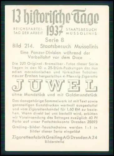 Foto - Mussolini sieht deutsche Panzer Tank Division während der Vorbeifahrt