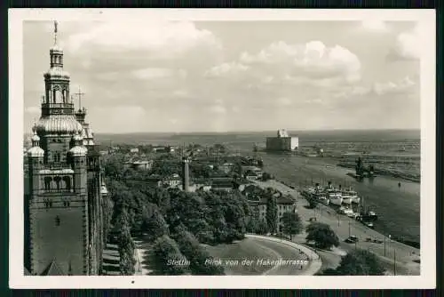 Echt Foto AK - Szczecin Stettin Pommern - Blick von der Hakenterrasse Hafen 1939