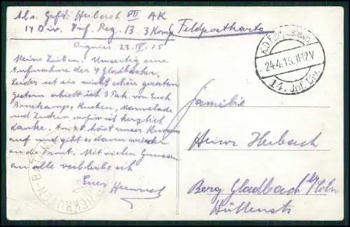 3x Foto AK 1. WK - Gruppe Soldaten - Oignies Pas de Calais - 1915 Feldpost gel.