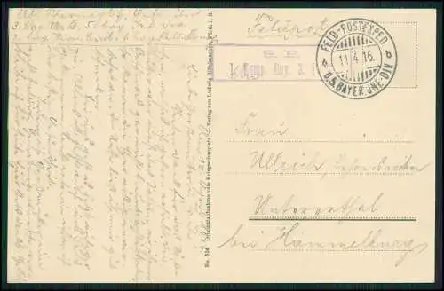 AK 1. WK - Gefangene 120 Franzosen werden abtransportiert - 1916 Feldpost gel.