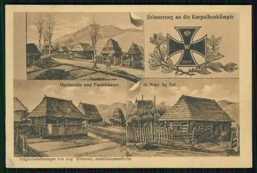 AK 1. WK - Erinnerung an die Karpathenkämpfe - in Nagy Ag Tal - 1915 Feldpost