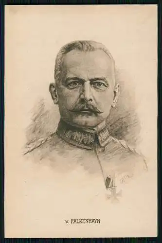 AK 1. WK - Portrait General Erich von Falkenhayn - Der Führer der 9. Armee .....