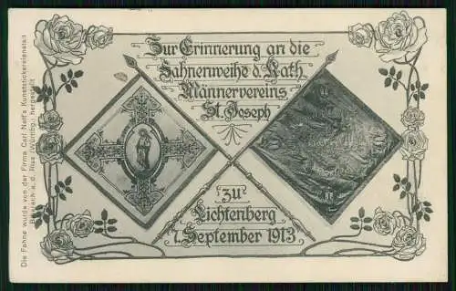 AK Erinnerung Fahnenweihe Männervereins St. Joseph  Lichtenberg 1913 - Morsbach