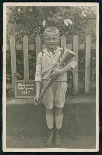 6x Echt Foto u. AK - Junge Mädchen Zuckertüte Einschulung  1. Schultag - 1930-40