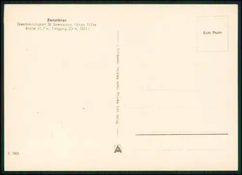 Foto AK 15x10,5cm - Deutsches Kriegsschiff Zerstörer Z? der Kriegsmarine auf See