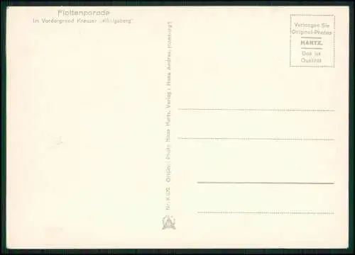 Foto AK 15x10,5cm - Kriegsschiffe Fiottenparade - Vordergrund Kreuzer Königsberg