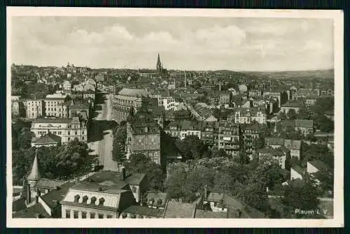 Foto AK Plauen im Vogtland - Panorama mit Kirche Straßen Dächer der Häuser 1939