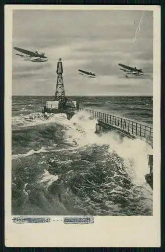 AK Flugzeug Aircraft Heinkel He 115 - über der Mole in Warnemünde 1942 gelaufen
