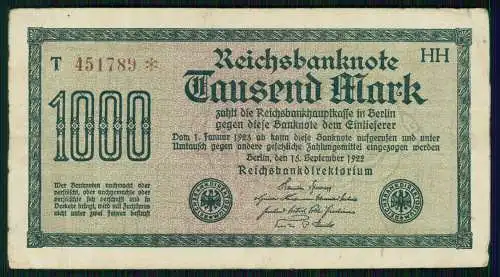 11x - alte Reichsbanknote 1000 Mark - Deutsches Reich - 1922