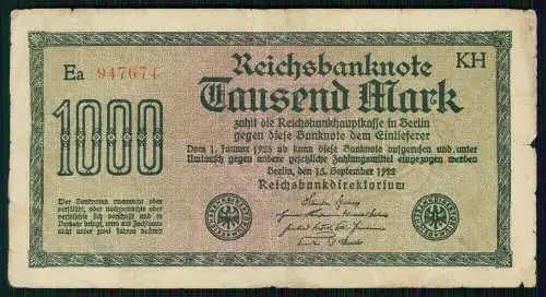 11x - alte Reichsbanknote 1000 Mark - Deutsches Reich - 1922