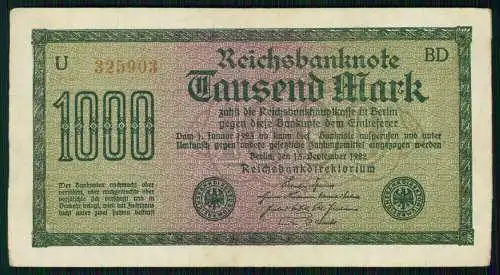 11x - alte Reichsbanknote 1000 Mark - Deutsches Reich - 1922