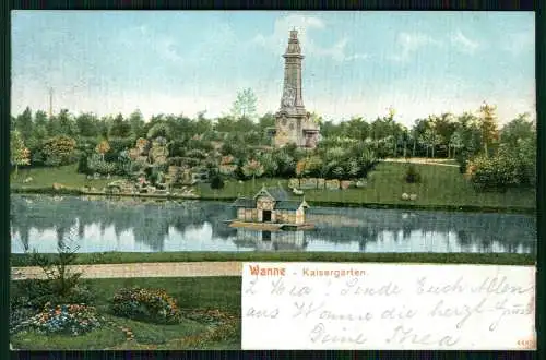 AK Wanne Eickel Herne im Ruhrgebiet -  Partie im Kaisergarten -  1906 gelaufen