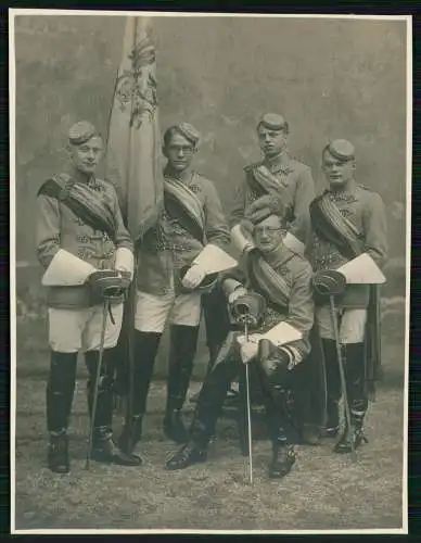 5x Foto - München Studentika Studenten, Burschenschaft Fahne- im Atelier um 1925