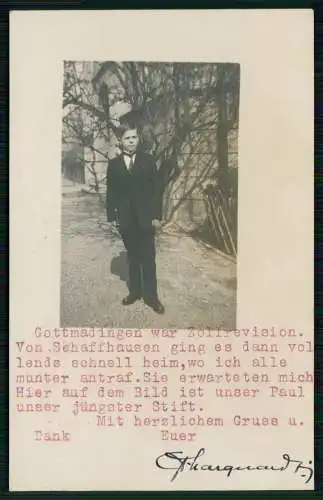 Foto AK Gottmadingen Zollrevision v. Schaffhausen Paul jüngster Stift 1923 gel.