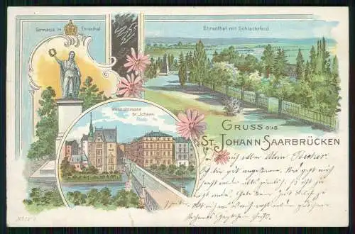 Litho St. Johann Saarbrücken Germania im Ehrenthal, Schlachtfeld, Victoriastraße