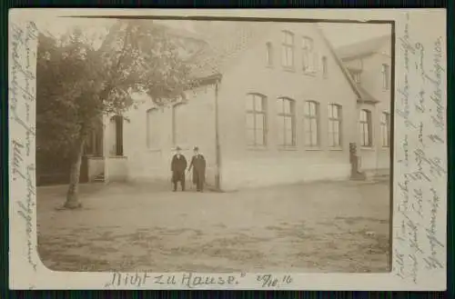 Foto AK Obernbeck Löhne bei Herford Hausansicht Feldpost 1914 - Info Rückseite