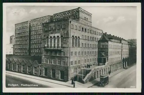 Foto AK Ansichtskarte Stuttgart in Baden Württemberg Posthochhaus 1929 gelaufen