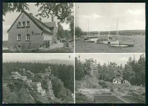 Foto AK Ehrenfriedersdorf Erzgebirge Greifensteine Stauweiher Segelboot DDR Zeit